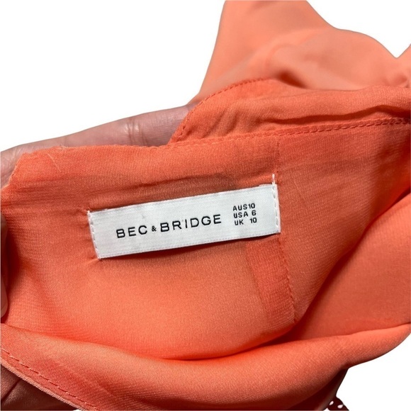 Revolve Bec + Bridge Peach Honour Halter Open Back Romper 6 - Picture 5 of 7